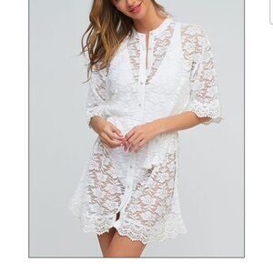 Pia Rossini Ola Dress Swimsuit Lace Cover up Size S White